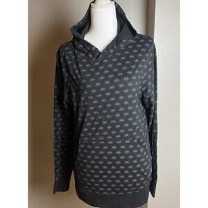 LVL UP Hoodie SHIRT Black SPACE INVADERS Taito ATARI Mens SMALL Retro Gamer Fun